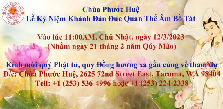 Lễ Kỷ Niệm Khánh Đản Đức Quan Thế Âm Bồ Tát tại Chùa Phước Huệ - Tacoma - Washington - USA